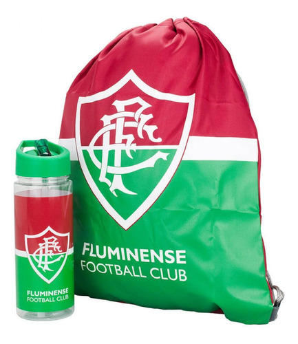 Garrafinha + Mochila Fluminense 450ml Presente Namorado Cor Verde