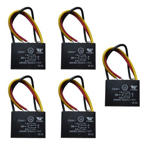 5pzs Capacitor Doble 1.2uf-2.3uf Ventilador De Techo 250vac