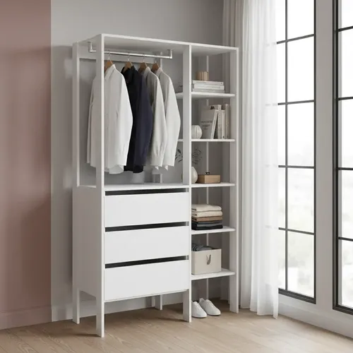 Closet 03 Gavetas Db001 Branco Pp Milani Store Branco Branco