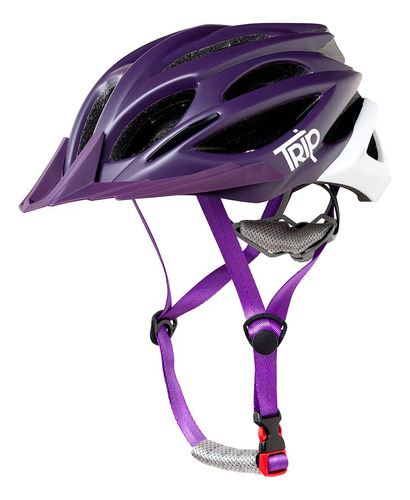 Casco Trip Mtb Morado Con Blanco Ajustable