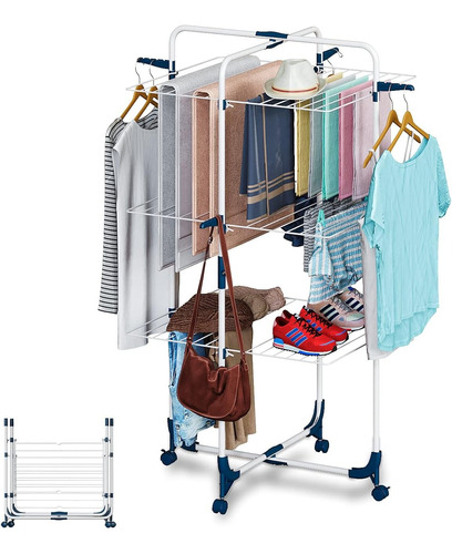 Clothes Airer Tower, Foldable And Space Saving