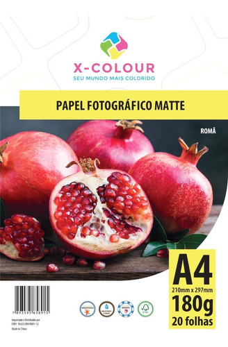 Imagem 1 de 1 de Papel Fotográfico Matte A4 180g/m2 20 Folhas X-colour