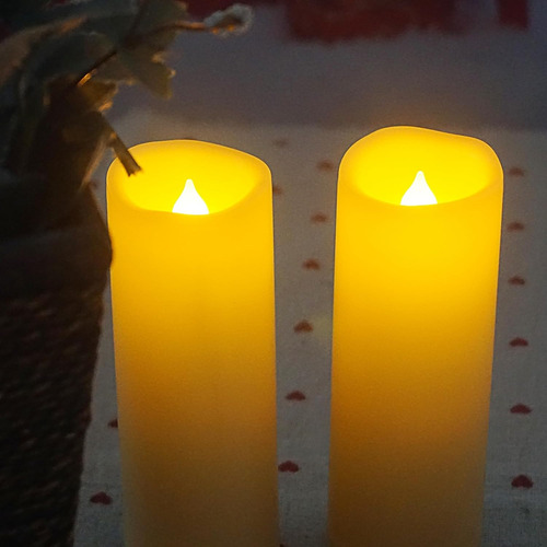 Paquete De 2 Velas De Pilar Sin Llama Para Exteriores Con Co