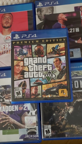 Ps4 Slim 1 Tb + 2 Controles + 5 Juegos Grand Theft Auto V Negro (Usado)