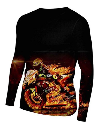 Playera Jersey Motociclismo M.larga Full Print Moto Fuego 04