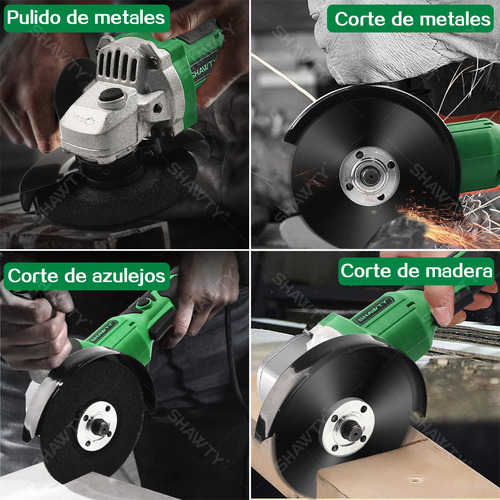 Esmeriladora Angular Shawty® Inalámbrica Sin Carbones C/2 Baterías 4.0ah 4½ Color Verde Apto Para Corte Y Afilado Profesional