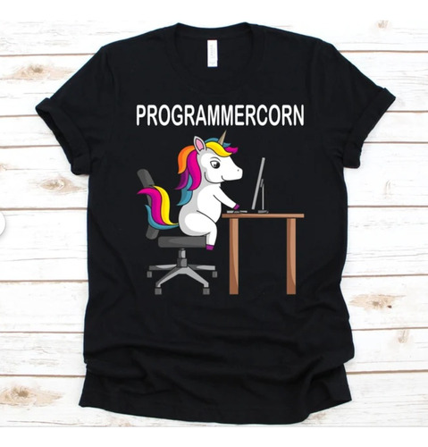 Polera Unisex Unicornio Programador Geek Algodon Estampado
