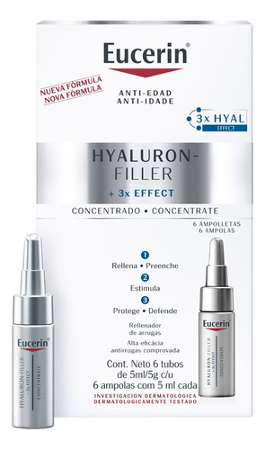 Eucerin Ampollas Concentrada Hyaluron Filler + 3x Effect X6u