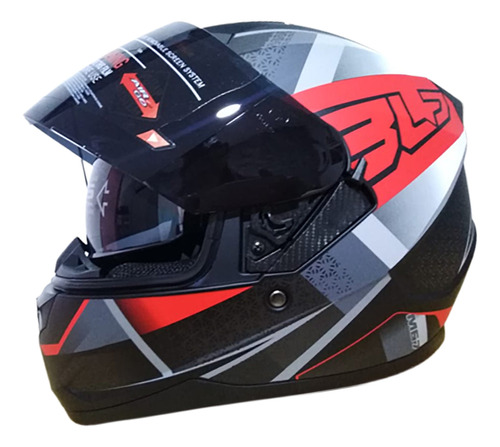 Casco De Moto Certificado Doble Visor En Negro Con Rojo 