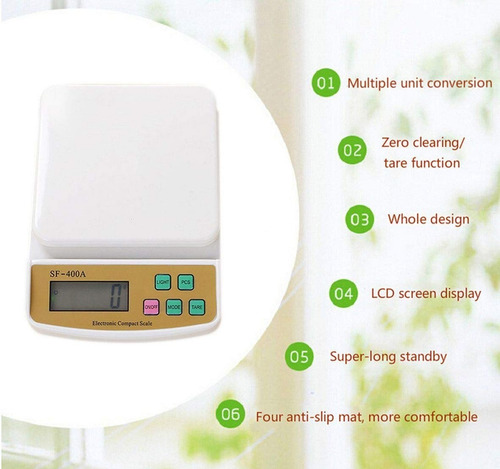 Bascula Electrónica Balanza Digital Gramera Pesa Alimentos