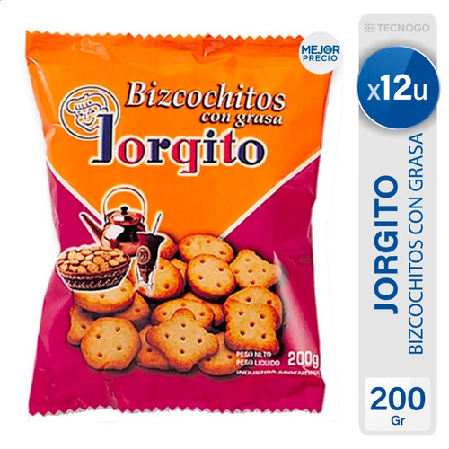 Bizcochitos Grasa Jorgito Bizcochos Galletitas Pack X12