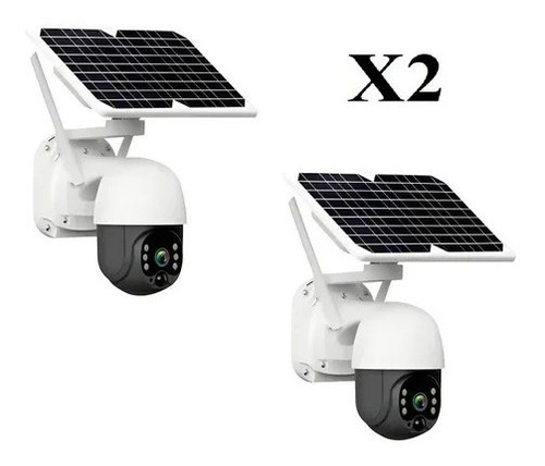 Imagen 1 de 10 de Pack X2 Camara Solar Exterior Ptz Wifi Full Hd Vigilancia