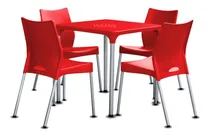 Comprar Juego De Muebles De Jardín 4 De Sillas Mobilarg Jardin Y Exteriores Malba Color Rojo