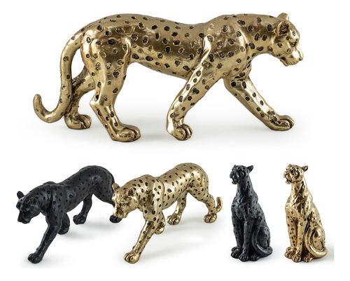Escultura Leopardo Decorativo Em Resina Elegância Selvagem