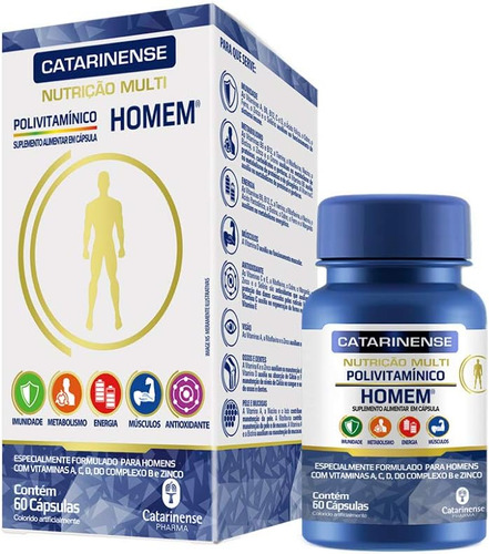 Polivitamínico Homem 60 Cápsulas - Catarinense Pharma Sabor Without flavor