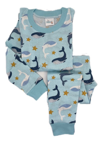 Pijama Largo Niños/as 100% Algodón Ballenas