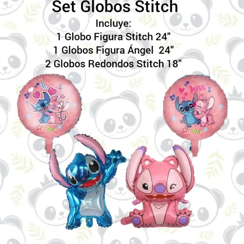 Set Globos Decoración Cumpleaños Stitch Angel 