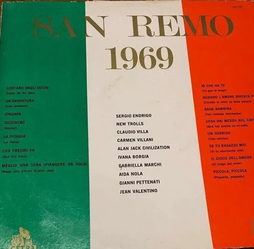 Festival San Remo 1969 Sergio Endrigo Claudio Villa Lp Pvl