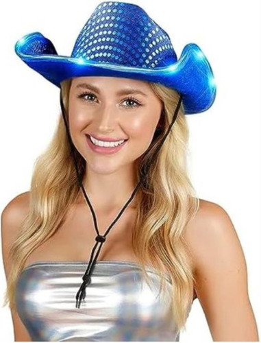 Sombrero Vaquero Iluminado Con Lentejuelas Brillantes Led