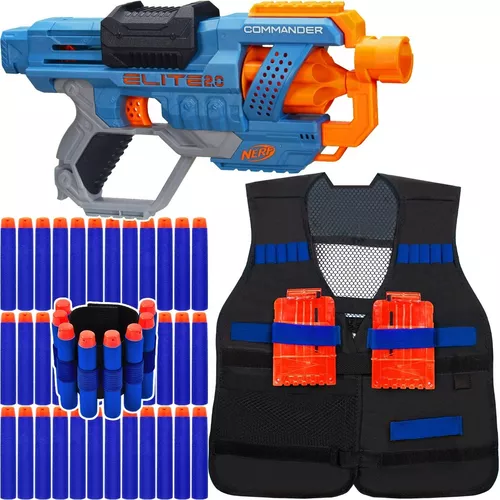 Arma Nerf Strike + Colete + Pulseira + 30 Dardos Brinquedo