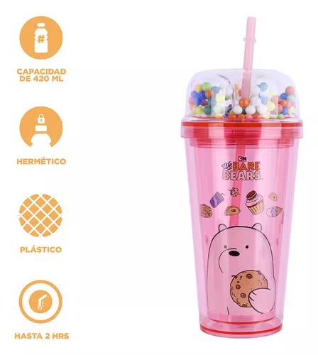 Miniso Vaso Con Tapa Y Popote Vidrio 460 ml