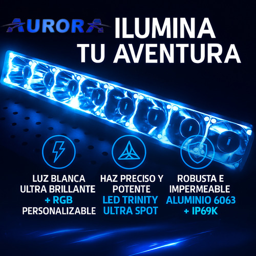 Barra Led Aurora D6 Rgb Ultra Spot 22 PuLG Rzr Can Am Atv