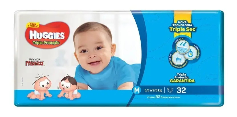 Fraldas Huggies Rápida absorção M x 32 unidades