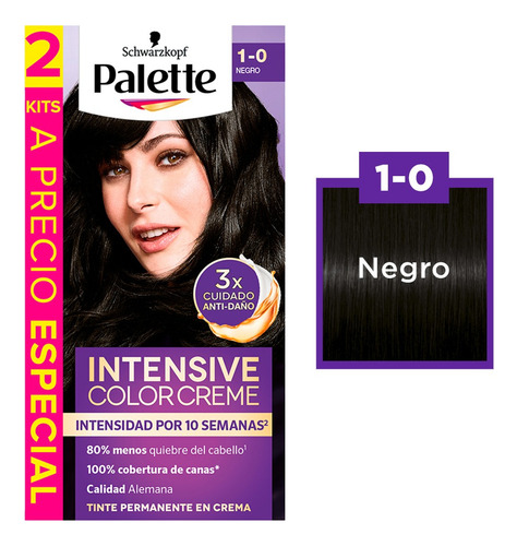 Tinte Para El Cabello Palette Pack De 2 Kits 1-0 Negro 1 Negro
