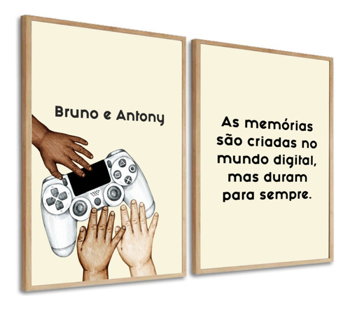 Kit 2 Quadros Decorativos Personalizado Vídeo Game Moldura