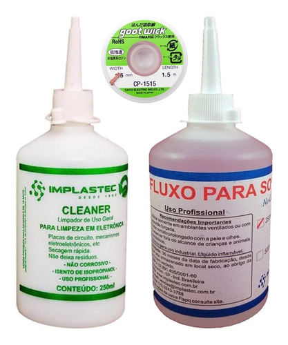 Cleaner Fluxo De Solda 250ml Malha Dessoldadora 1,5m Bga Smd