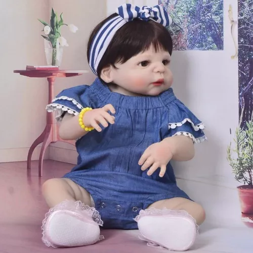 Bebê Reborn Real Menina Boneca 100% Silicone Pronta Entrega