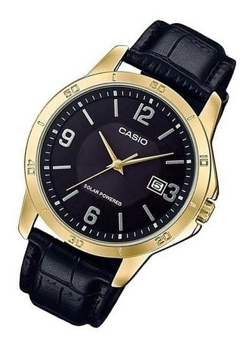 Reloj Casio Hombre,fondo Negro,malla Estilo Croco,sin Pilas.