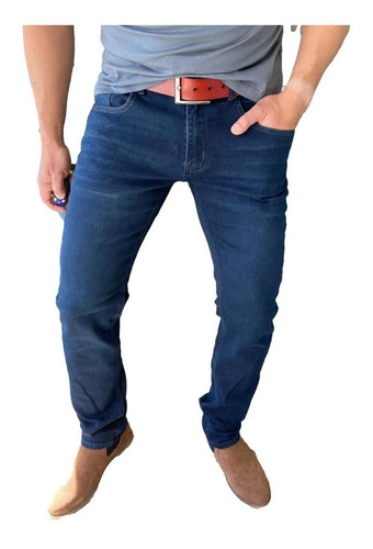 Imagen 3 de 7 de Pantalón Tela Jeans Straight Fit Azul Oscuro