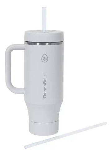 Thermoflask Termo Vaso Botell 1.2l Con Asa Y Tapa De Popote Rosa