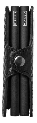 Billetera Walla Carbono Doble color black de cuero/fibra de carbono - 10cm x 6.5cm x 2.7cm