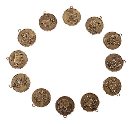 12 Piezas / Set Monedas De Signo De Zodiaco Chino Animales