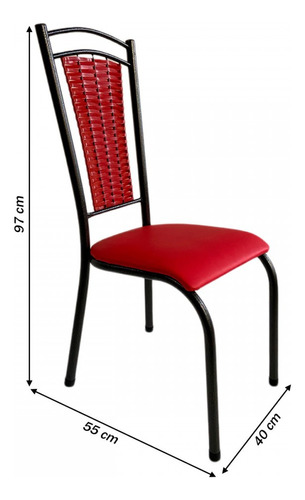 Kit 2 Cadeiras Paris Preto Craquelado Assento Vermelho 11425