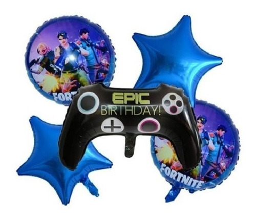 Kit De 5 Globos Metalicos Control Remoto Video Juegos Fiesta