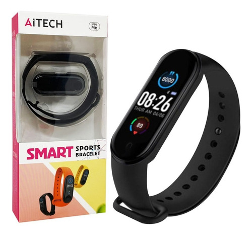 Brazalete Reloj Inteligente Aitech Smart Band Color de la caja Negro Color de la malla Negro