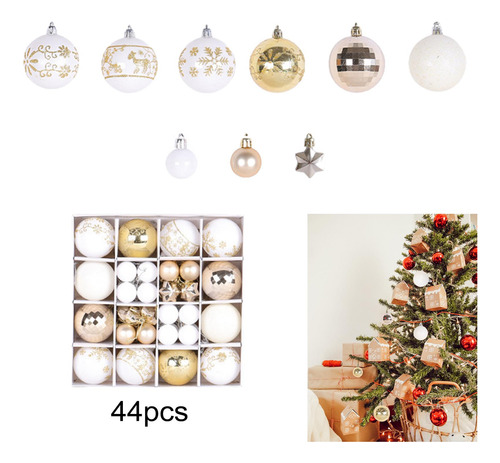 44 Uds Bolas De Navidad Adornos Con Cuerda Bolas Decorativas