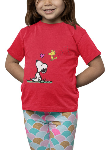 Polera Niña Snoopy Charlie Brown Pajarito Estampado Algodon