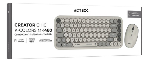 Kit Teclado Y Mouse Acteck Creator Mk480 Inalambrico Gris