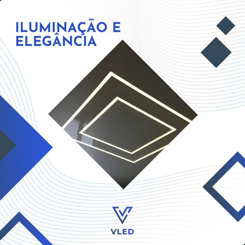 Perfil De Led Embutir No Frame Duplo C/ Iluminação Indireta