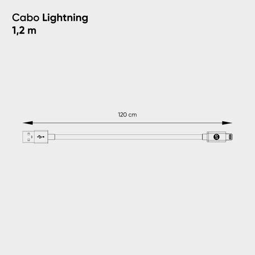 Cabo Lightning Mfi Para Usb 1.2m Goldentec Branco