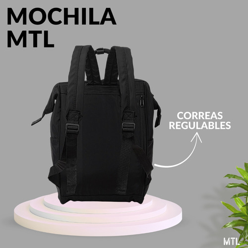 Mochila Boca De Pez Mtl Urbana Antirrobo 17 PuLG Resistente Color Negro Diseño de la tela Liso