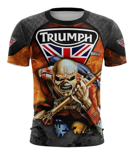 Camiseta Brk Masculina  Triumph E Iron Maden Proteção Uv50+