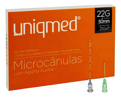 Microcânulas Com Agulha Auxiliar 22g X 50mm Cx Com 12 Pares