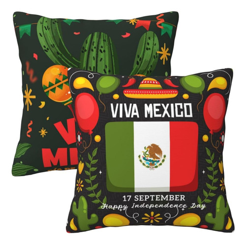 Juego De 2 Fundas De Almohada Mexicanas De 18.0 X 18.0 In Pa