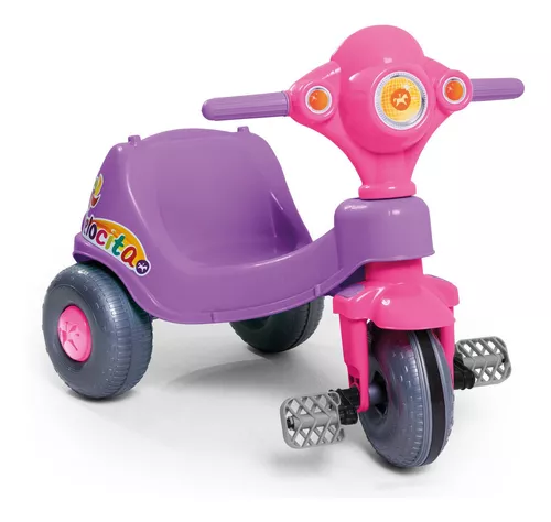 Triciclo Infantil Motoca Velocita Lilás C/ Empurrador Menina