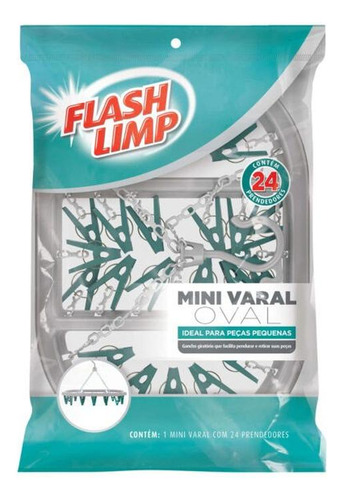 Varal Flashlimp Mini  Oval Com 24 Prendedores  Lav6803